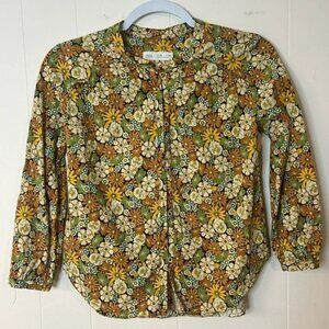 ZARA, size 10, youth girls button up 70’s floral print long sleeve shirt